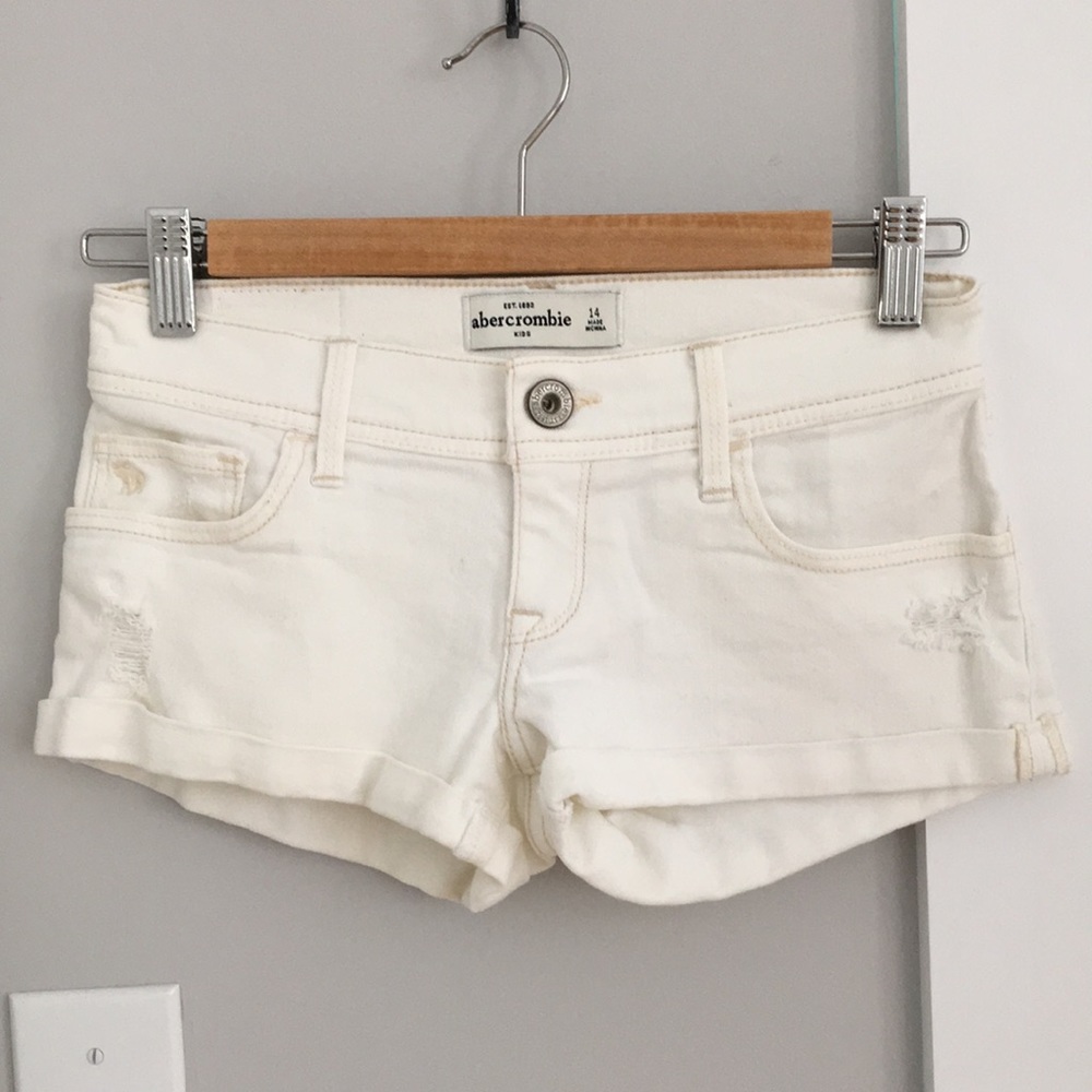 abercrombie kids White Denim Shorts